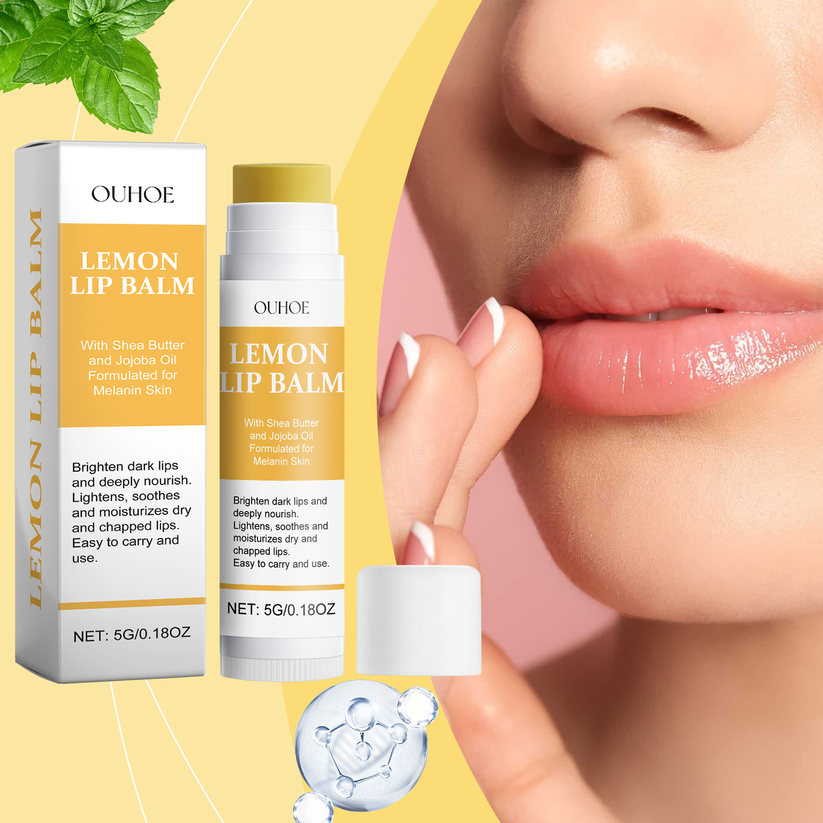 OUHOE Lemon And Ginger Lip Balm Moisturize And Moisturize With Lemon And Prevent Dry And Cracking Nourishing Lip Balm_voghion.com