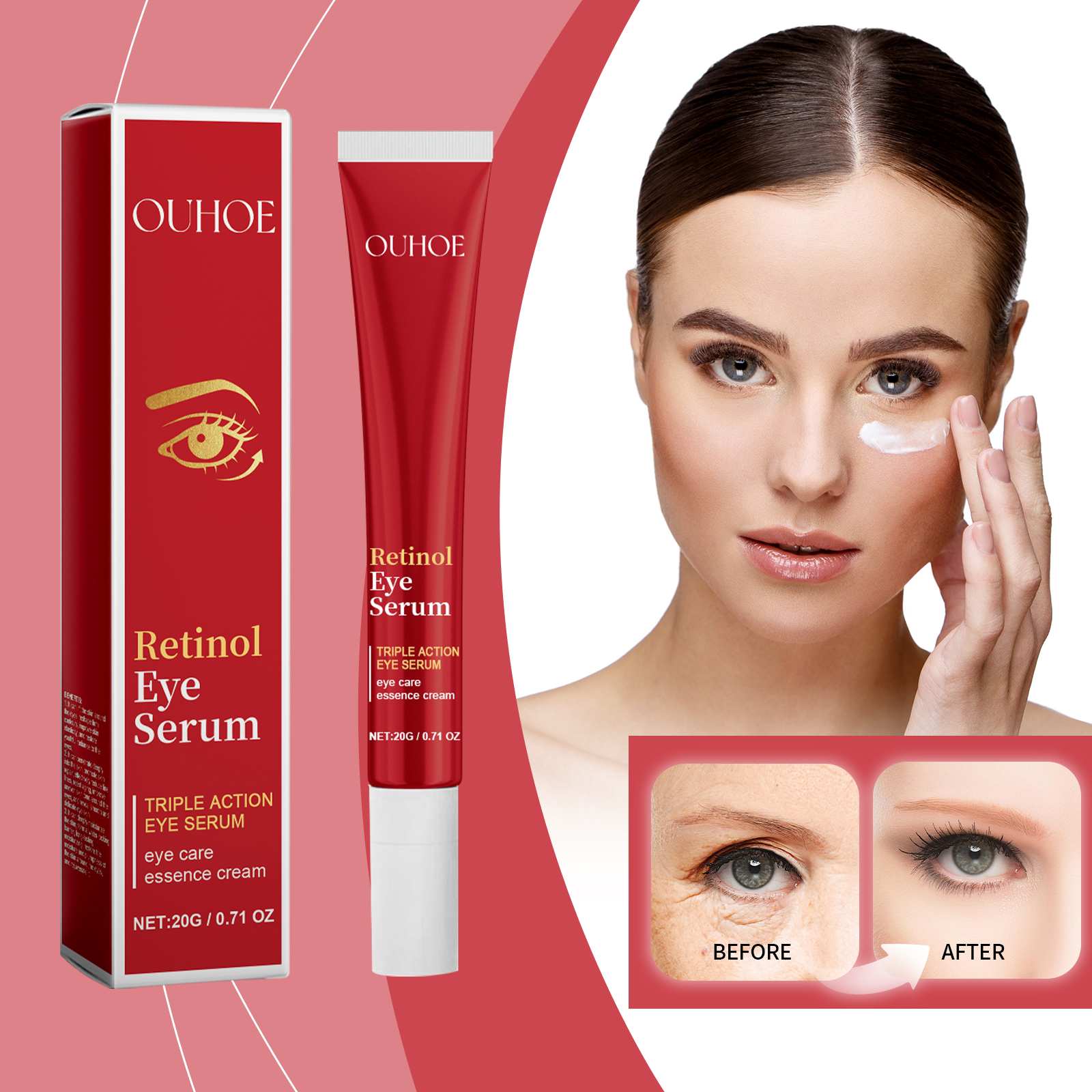 Ouhoe Triple Effect Eye Essence, Lightening Fine Lines, Moisturizing Eyes, Firming And Moisturizing Skin Eye Moisturizing Cream_voghion.com