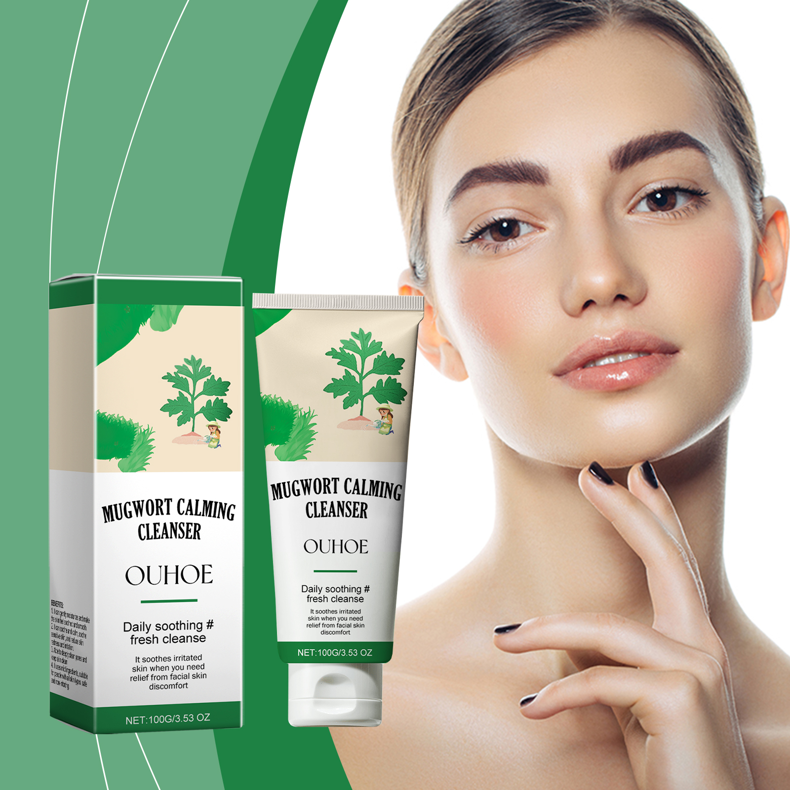 ouhoe-mugwort-calming-cleanser-hydrating-and-moisturizing-deep-clear-pores-balance-oil-moisturizing-cleanser