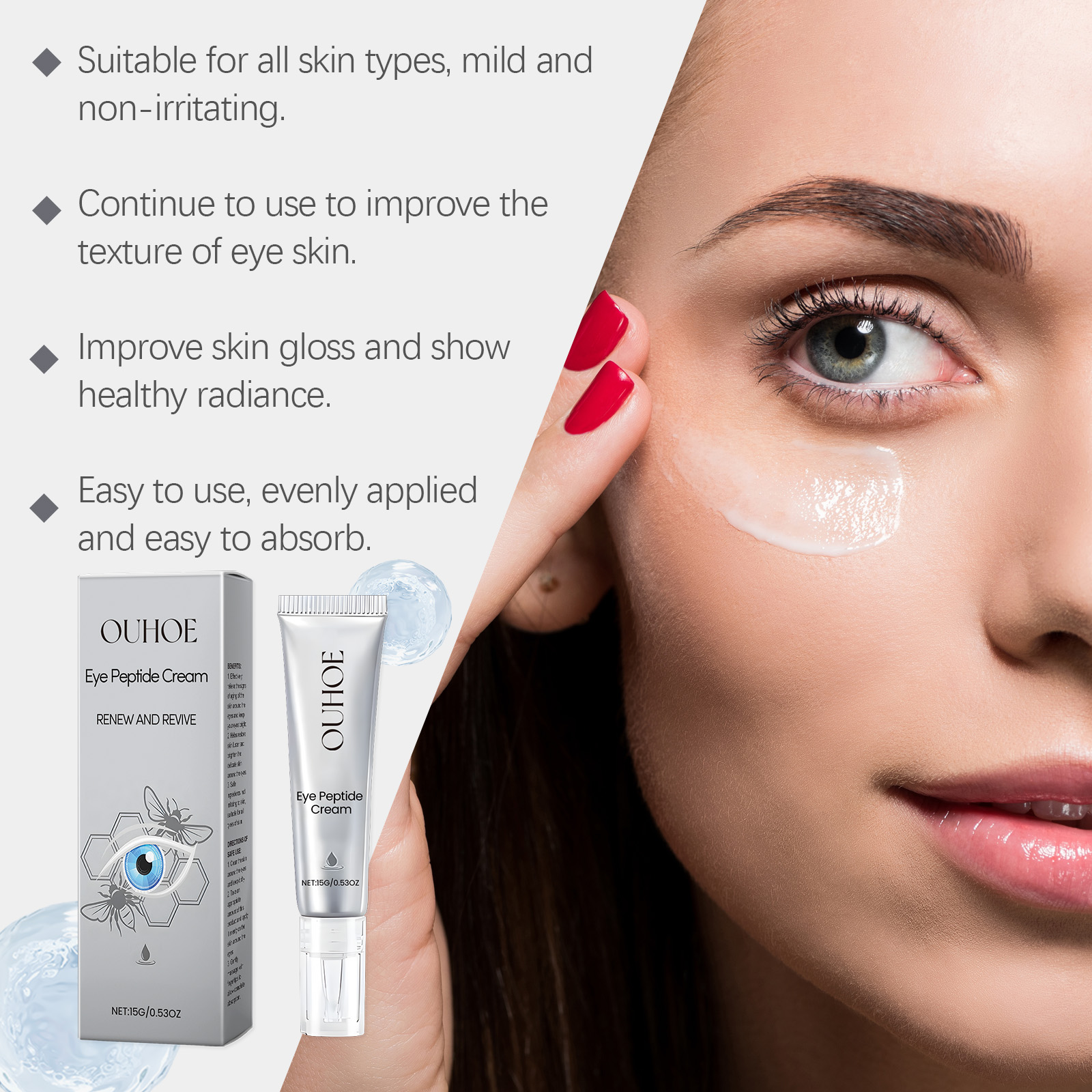 OUHOE Eye Peptide Cream, Moisturize And Moisturize The Skin Around The Eyes With A Massage Cream_voghion.com