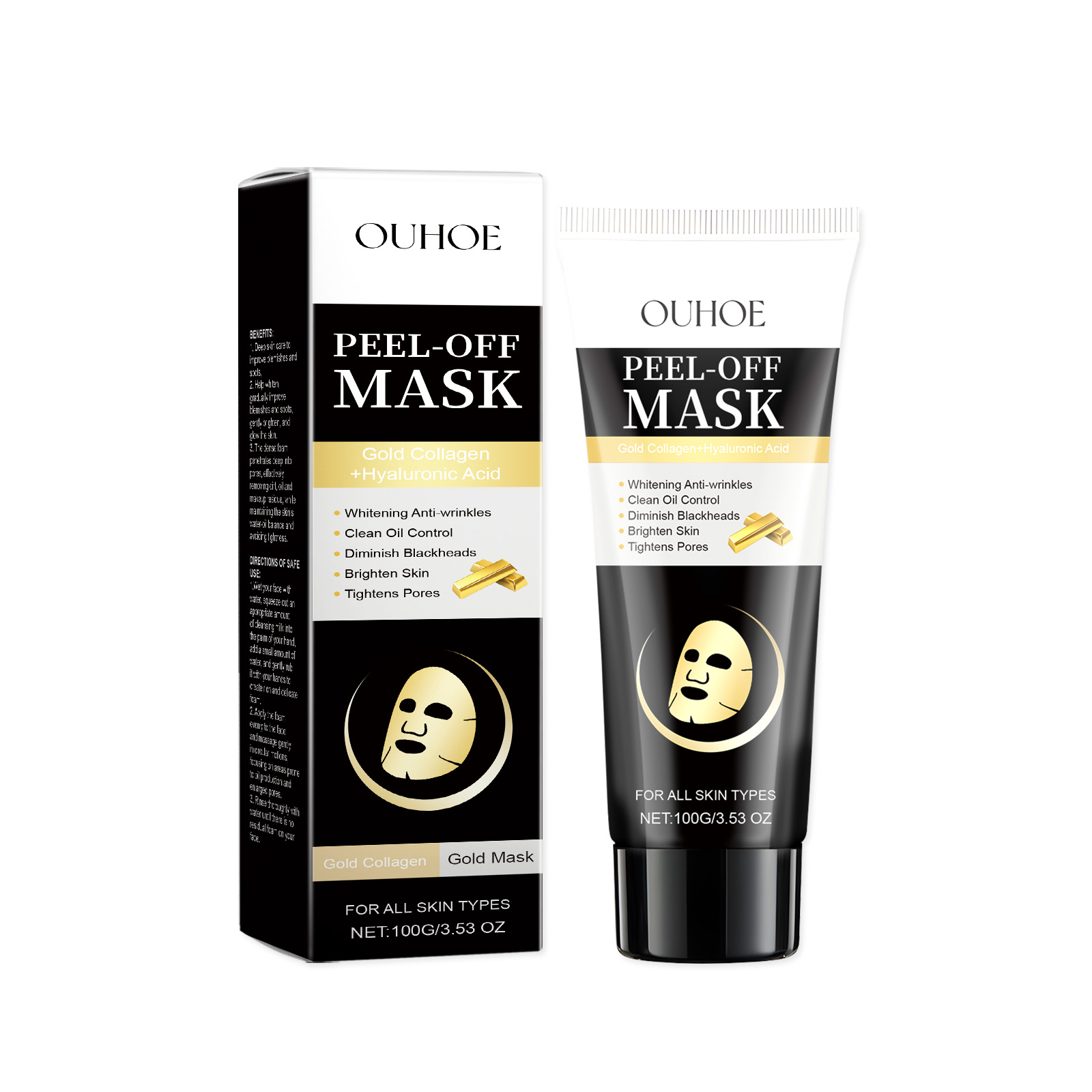 OUHOE Gold Face Cleansing Mask Moisturizing Daily Skin Care Moisturizing Face Peel-off Hydrating Mask