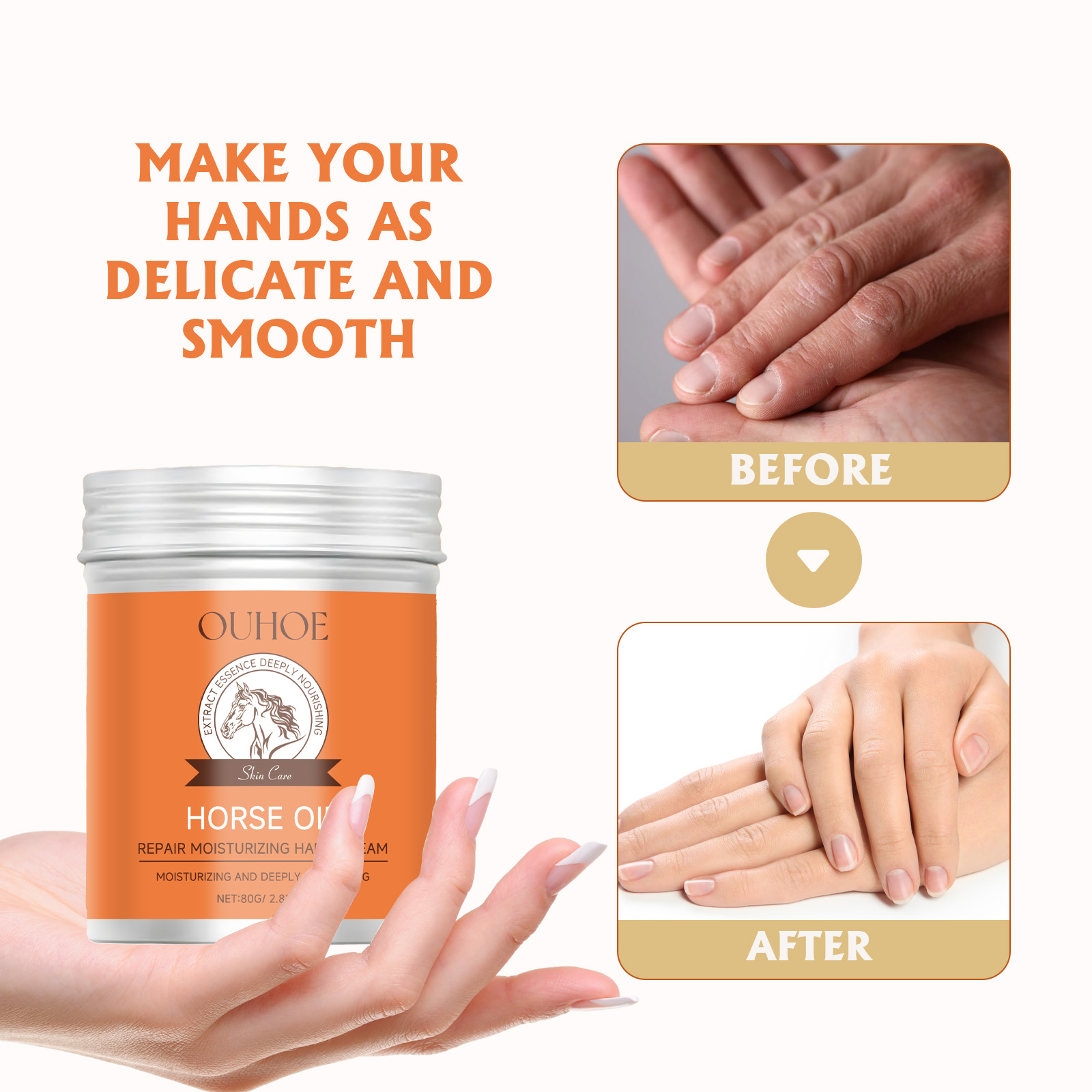 OUHOE Repair Moisturizing Hand Cream, Moisturizing Moisturizing And Moisturizing Hand Care Anti-Freezing Anti-Cracking Refreshing And Non-Greasy_voghion.com