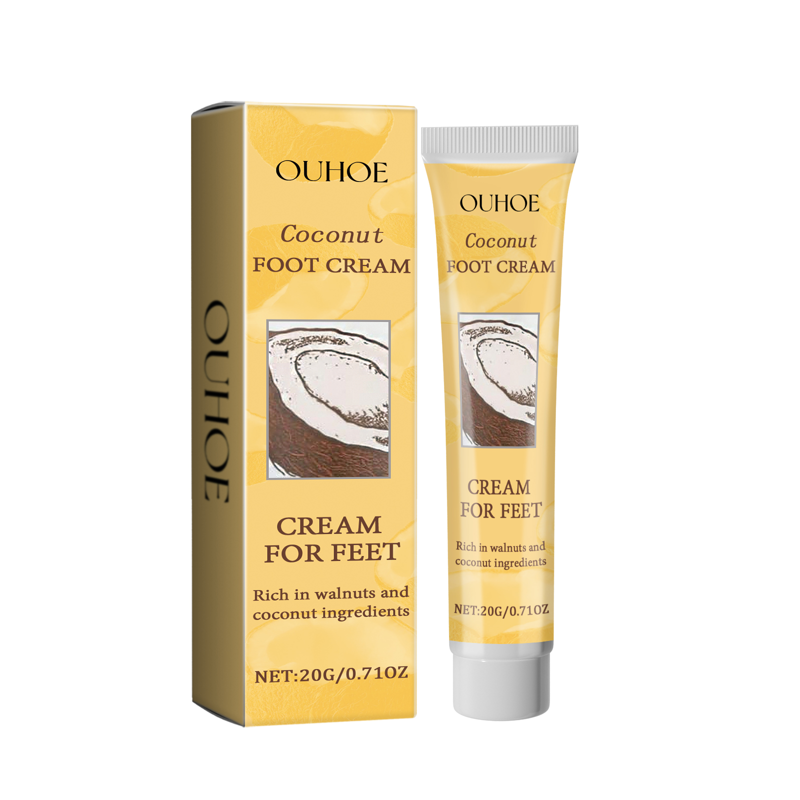 OUHOE Coconut Foot Cream, Natural Coconut Foot Cream Moisturizes And Restores Dry And Cracked Skin_voghion.com