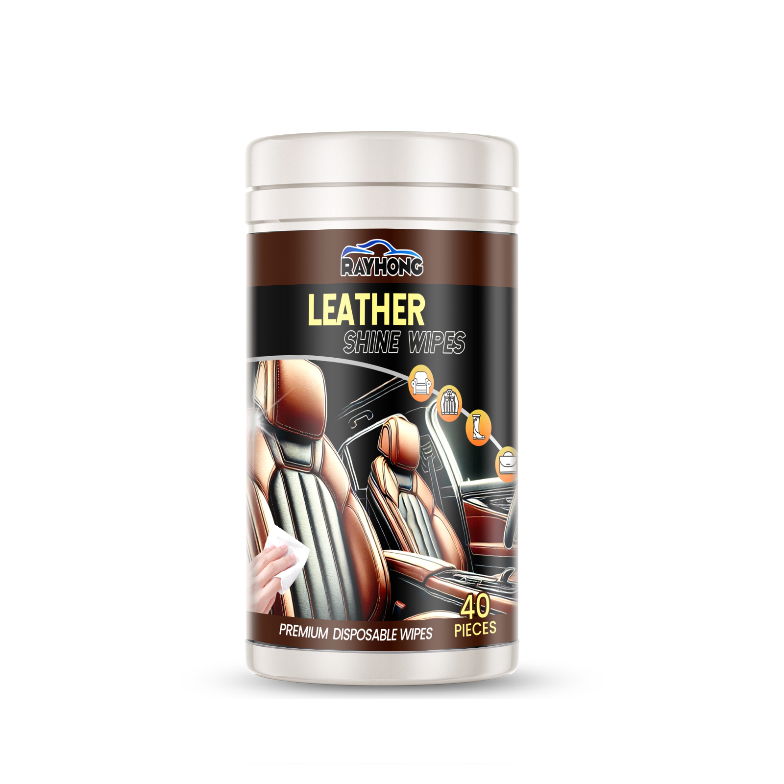 Rayhong Car Leather Cleaning Wipes - Restore Shine Quickly, Make Your Car Interior Like New