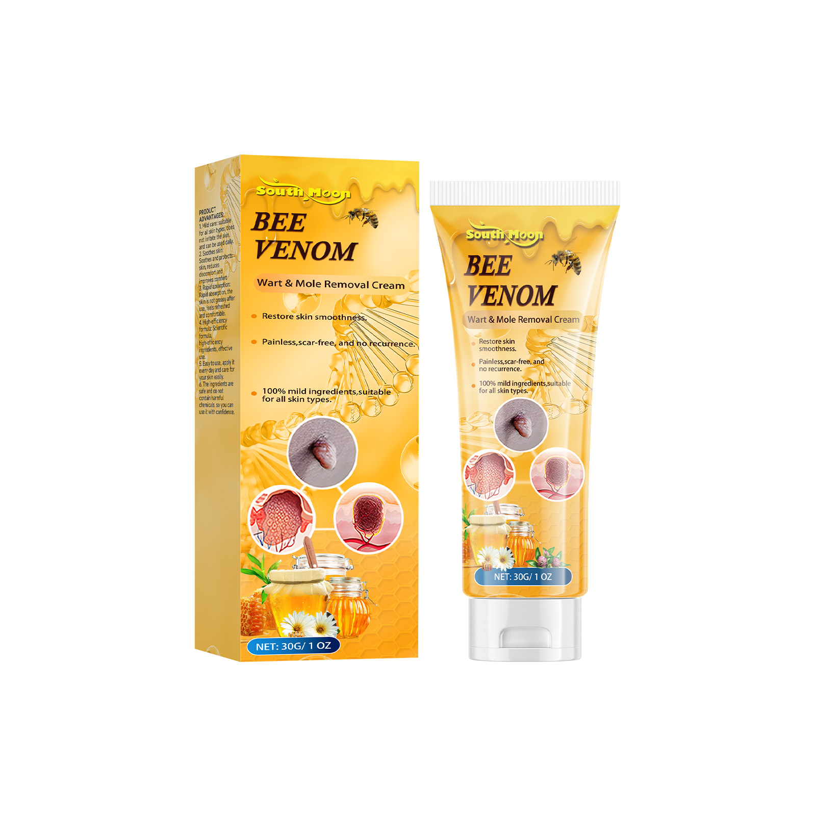 South Moon Bee Venom Wart Cream: Gentle Wart Removal, Soothes and Repairs, Smooth Skin