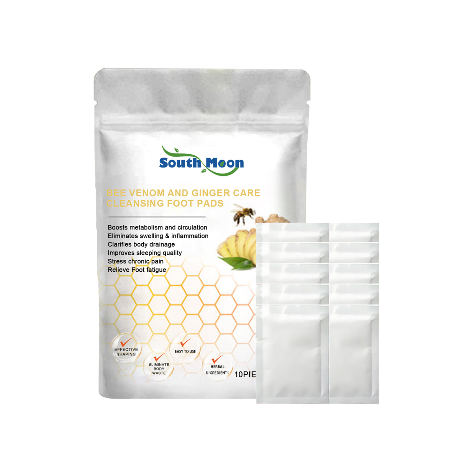 South Moon Ginger Foot Pads: Promote Circulation, Aid Sleep & Weight Loss, Revitalize Feet with Herbs