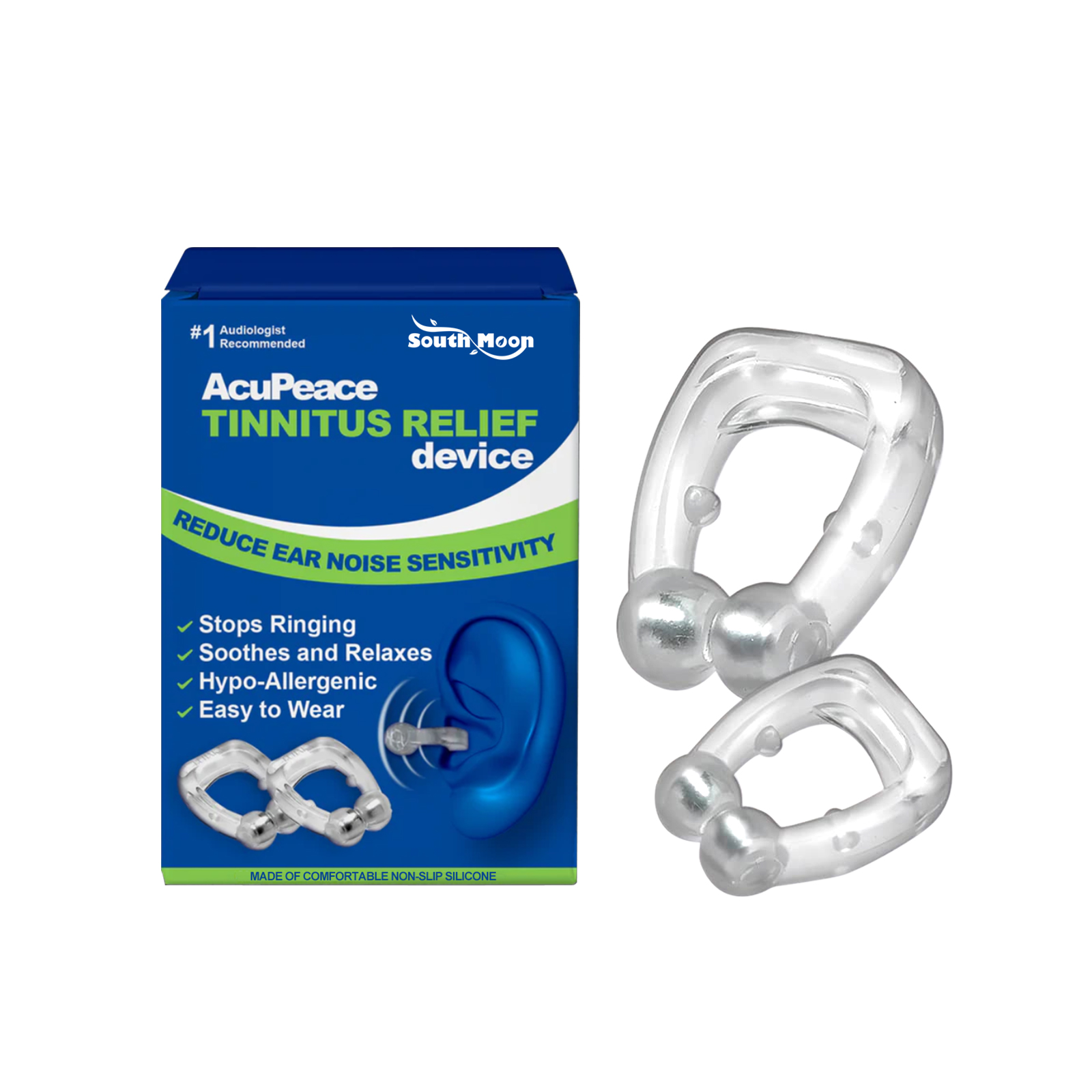 South Moon Tinnitus Relief Clip - Acupoint Massage, Soothes Ear Discomfort