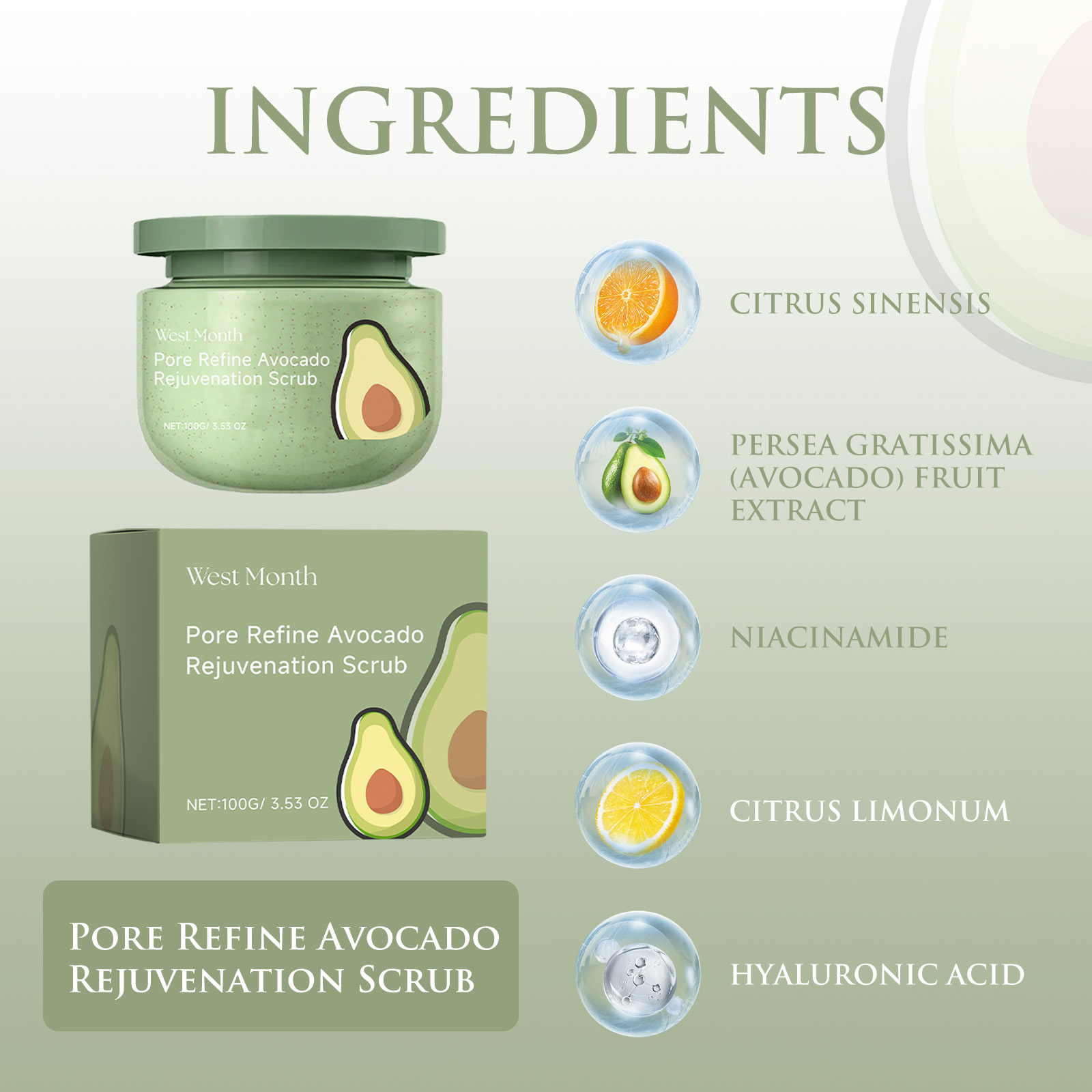 west-month-avocado-ice-cream-scrub-moisturizing-hydrating-cleansing-and-exfoliating-body-scrub west-month-avocado-ice-cream-scrub-moisturizing-hydrating-cleansing-and-exfoliating-body-scrub