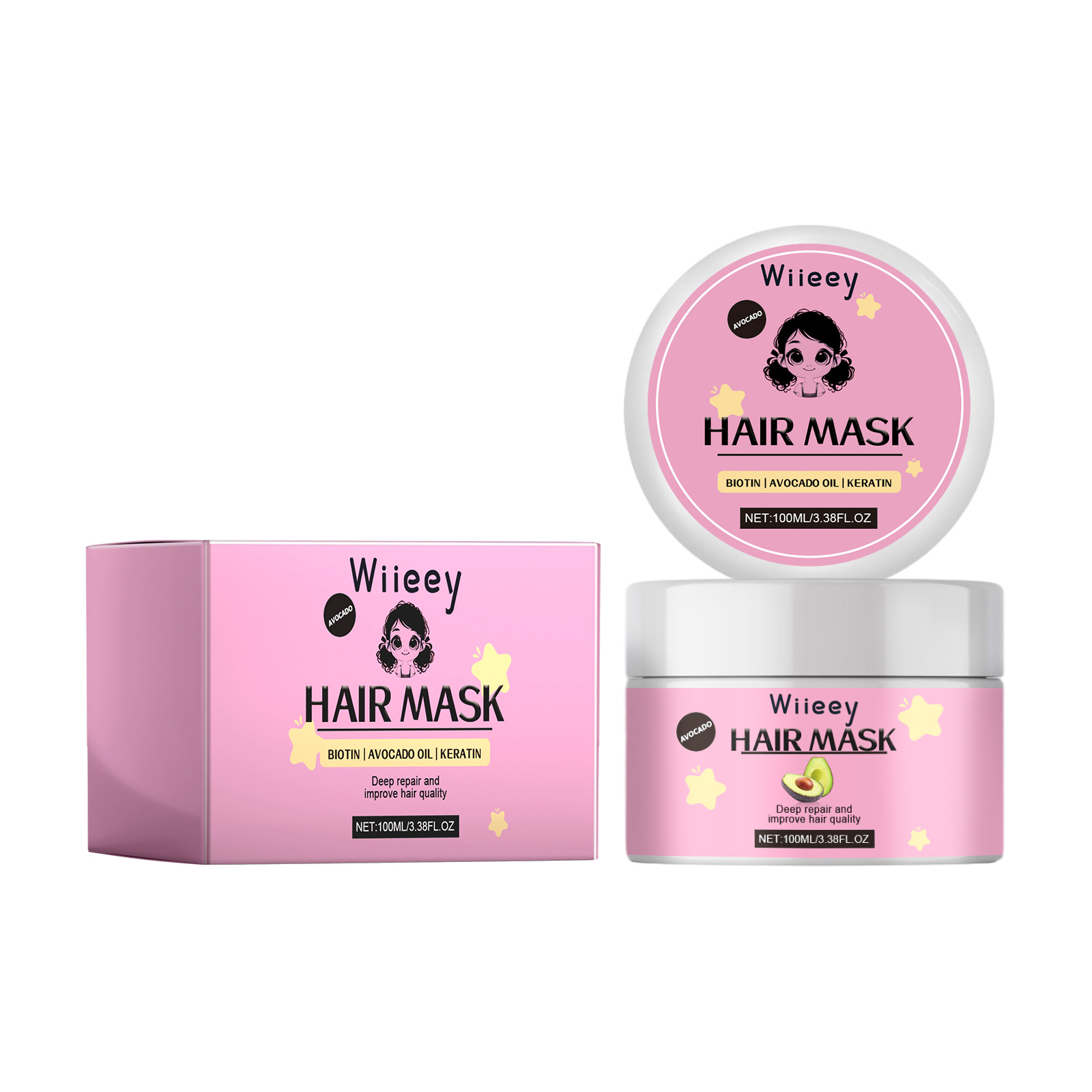 Wiieey Avocado Nourishing Hair Mask Brightening Smooth Hair Nourishing Frizzy Split Ends Repairing Hair Mask_voghion.com