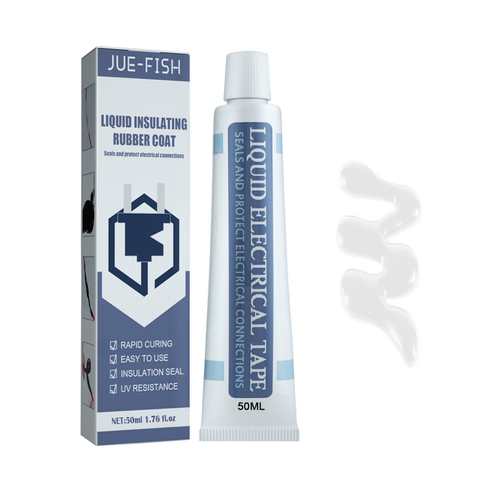 Jue-Fish Liquid Insulating Tape (White 50ml), Lithium Battery Sealant, Waterproof Bonding, Flame-Retardant And High-Temperature Resistant Circuit Board_voghion.com