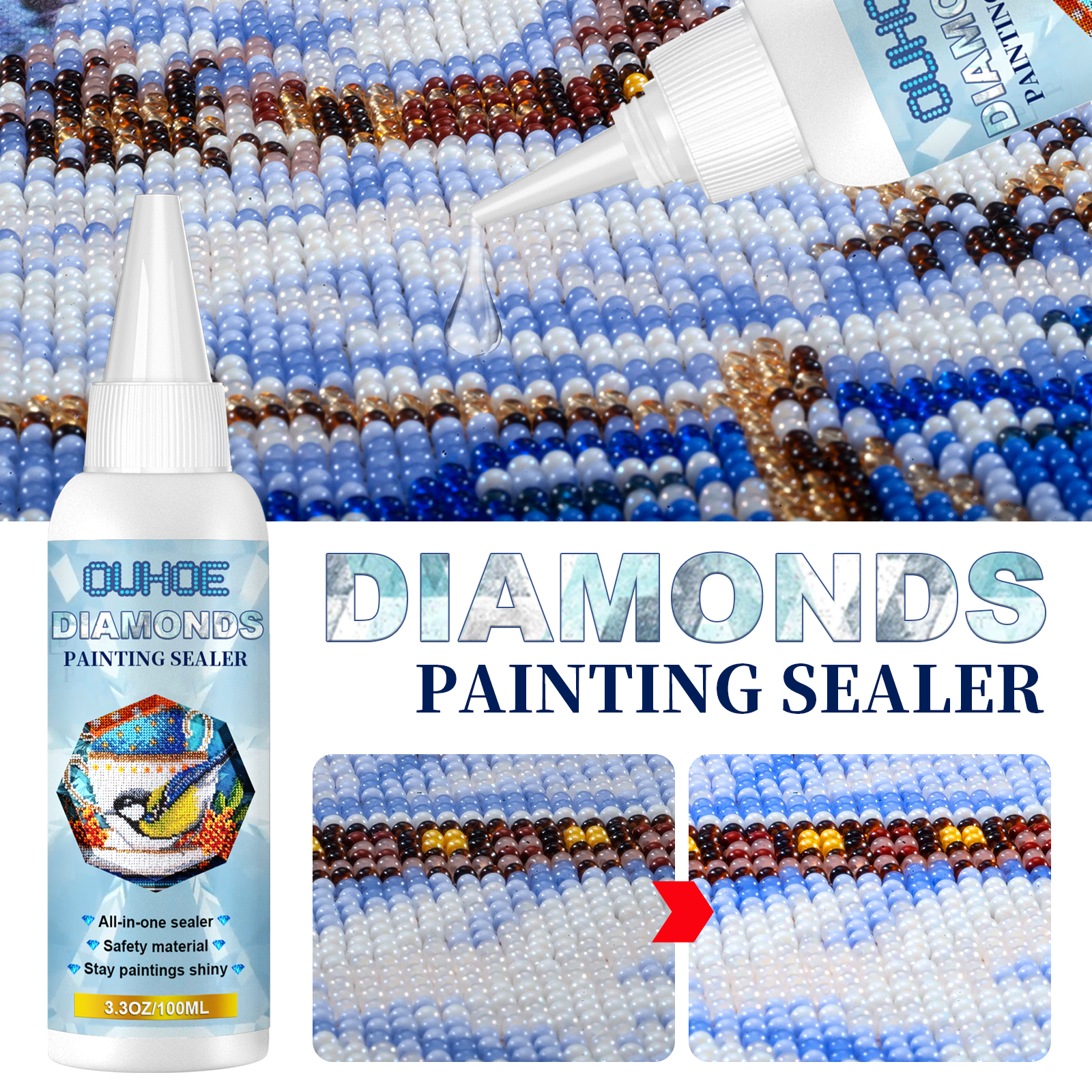OUHOE Diamond Painting Sealant, Diamond Painting Oil Painting Protective Adhesive 5D Diamond Painting Puzzle Sealant_voghion.com