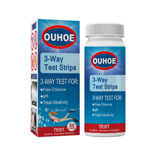 OUHOE 三合一PH试 纸泳池水质总碱度硬度水池清洁水酸碱度测试条
