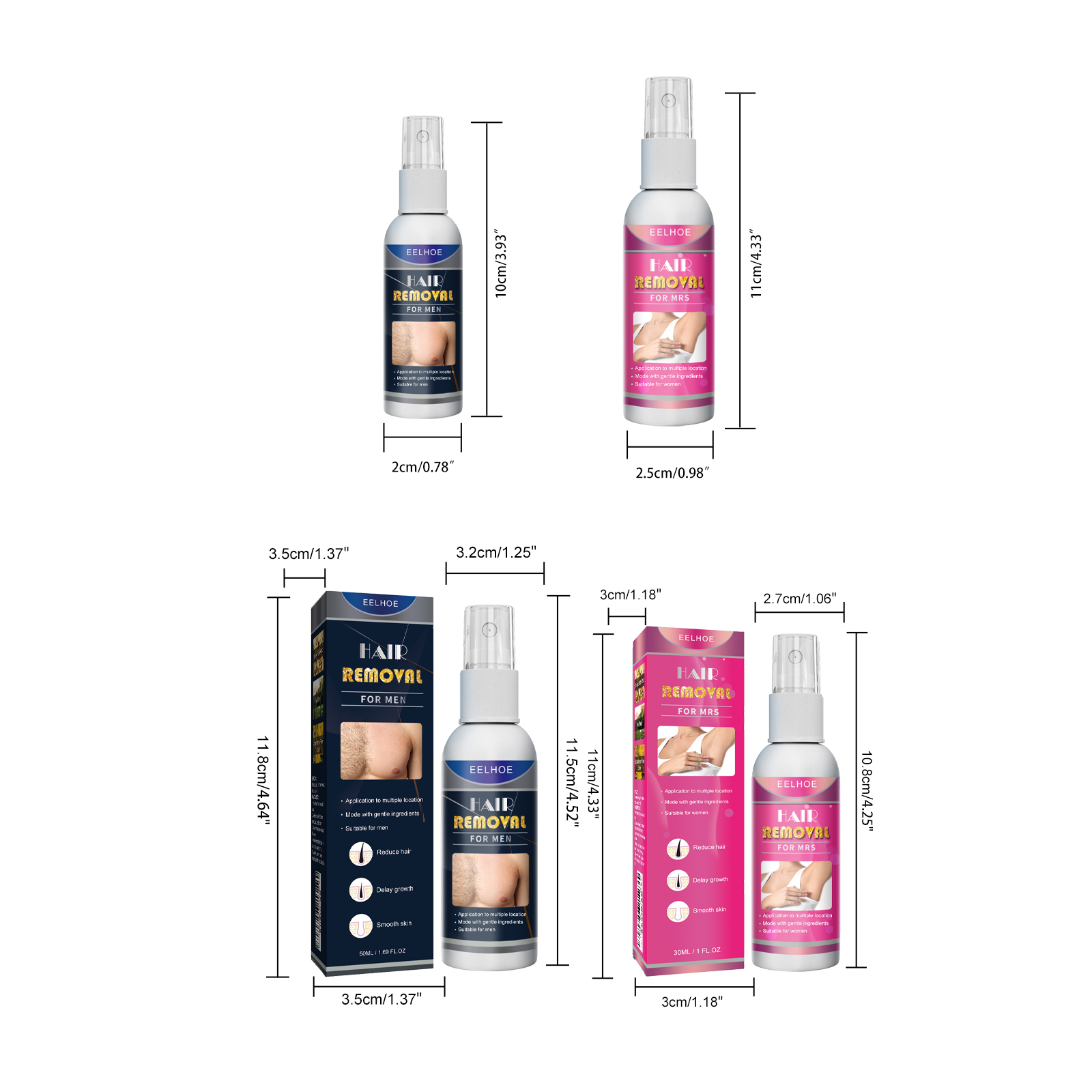 EELHOE Hair Removal Spray (50ml For Men) Is A Gentle Underarm Hair Removal Spray That Is Refreshing, Non-Irritating, Fine And Smooth_voghion.com