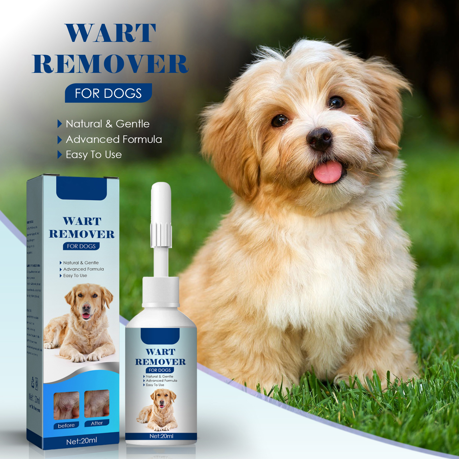 AMZ Pet Dog - Limpieza suave para eliminar gránulos de carne, solución líquida para verrugas, limpieza de espinas y monos, limpieza de verrugas planas_voghion.com