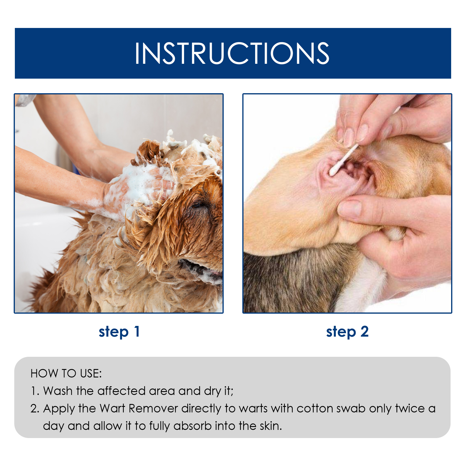 AMZ Pet Dog - Limpieza suave para eliminar gránulos de carne, solución líquida para verrugas, limpieza de espinas y monos, limpieza de verrugas planas_voghion.com
