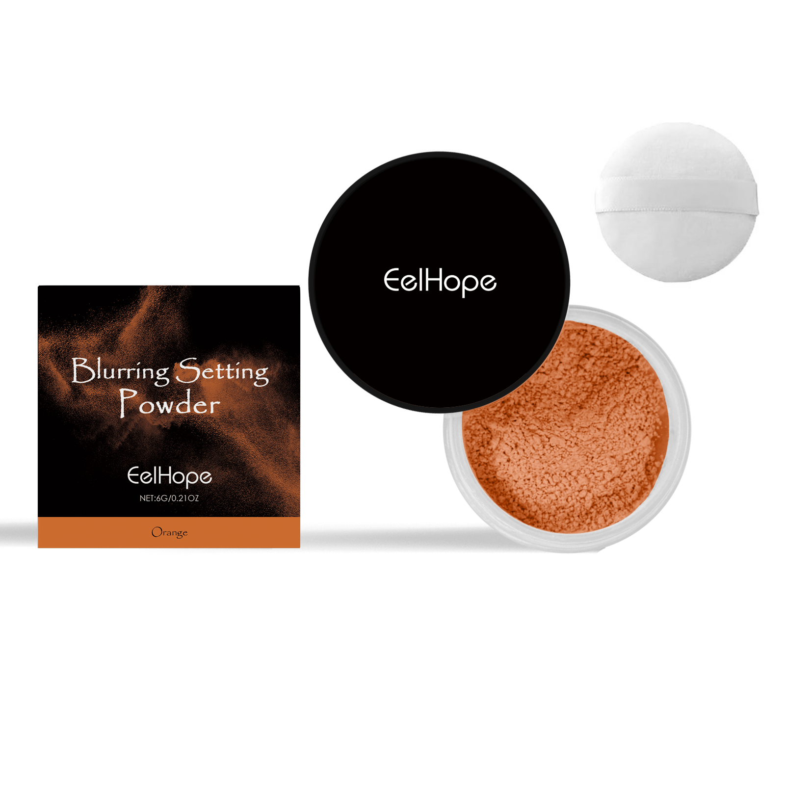 Eelhope 定妆粉（橘色） 妆感自然轻薄细腻透气服帖干湿两用粉饼持久不脱妆
