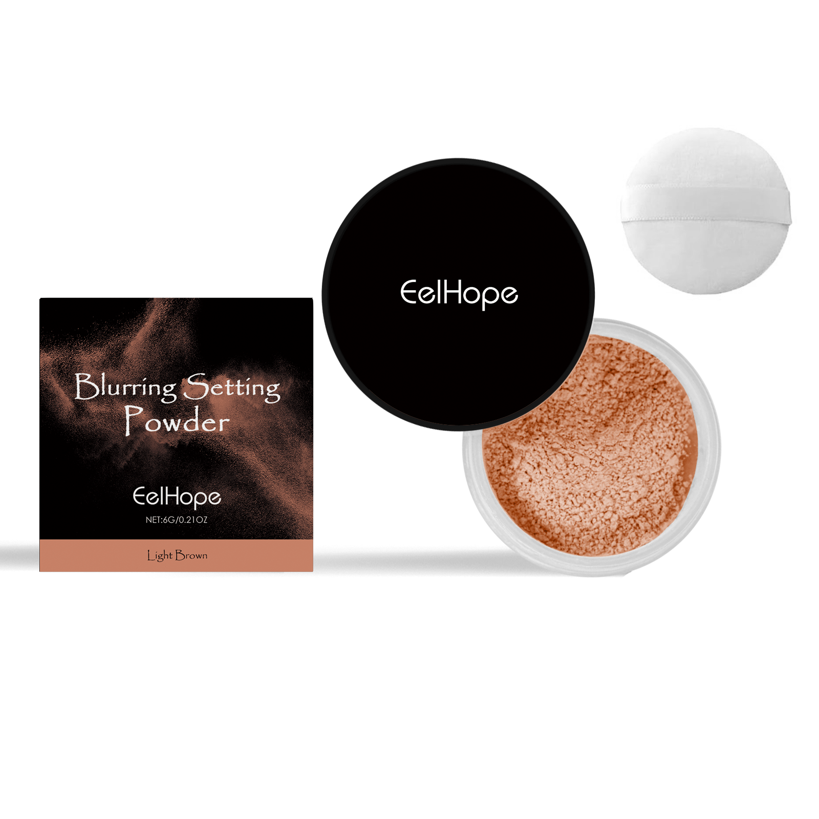 Eelhope 定妆粉（浅棕色） 妆感自然轻薄细腻透气服帖干湿两用粉饼持久不脱妆